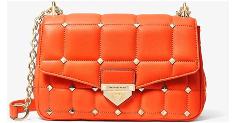 michael kors orange studded bag|Michael Kors soho shoulder bag.